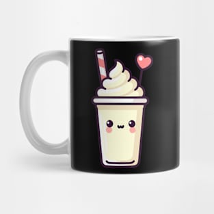 Kawaii Vanilla Milkshake Ice Cream with a Heart | Cute Kawaii Design for Ice Cream Lovers Mug